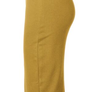 Urban CoCo Women's Elastic Waist Stretch Bodycon Midi Pencil Skirt (as1, Alpha, x_l, Regular, Regular, Turmeric)