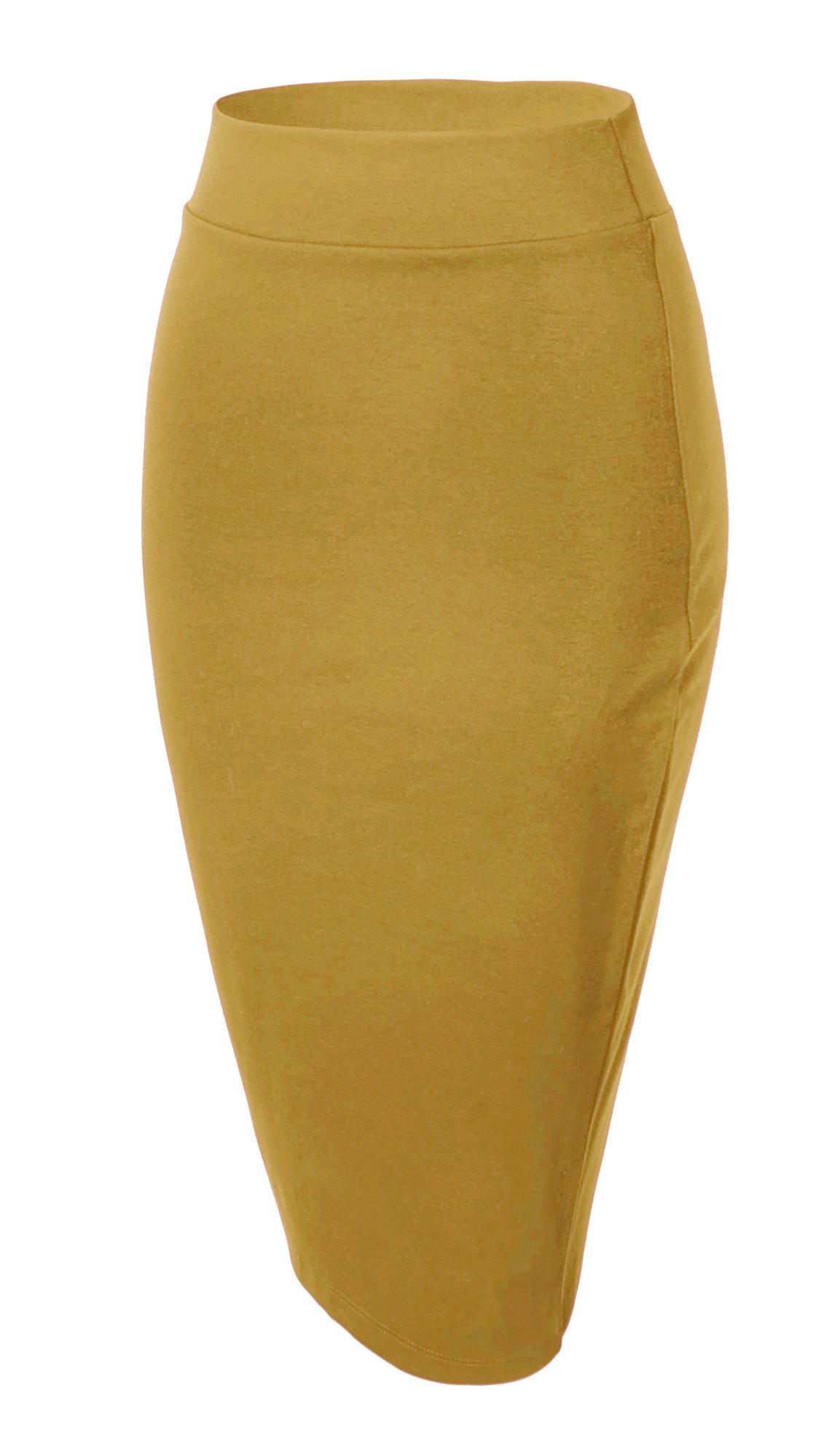 Urban CoCo Women's Elastic Waist Stretch Bodycon Midi Pencil Skirt (as1, Alpha, x_l, Regular, Regular, Turmeric)