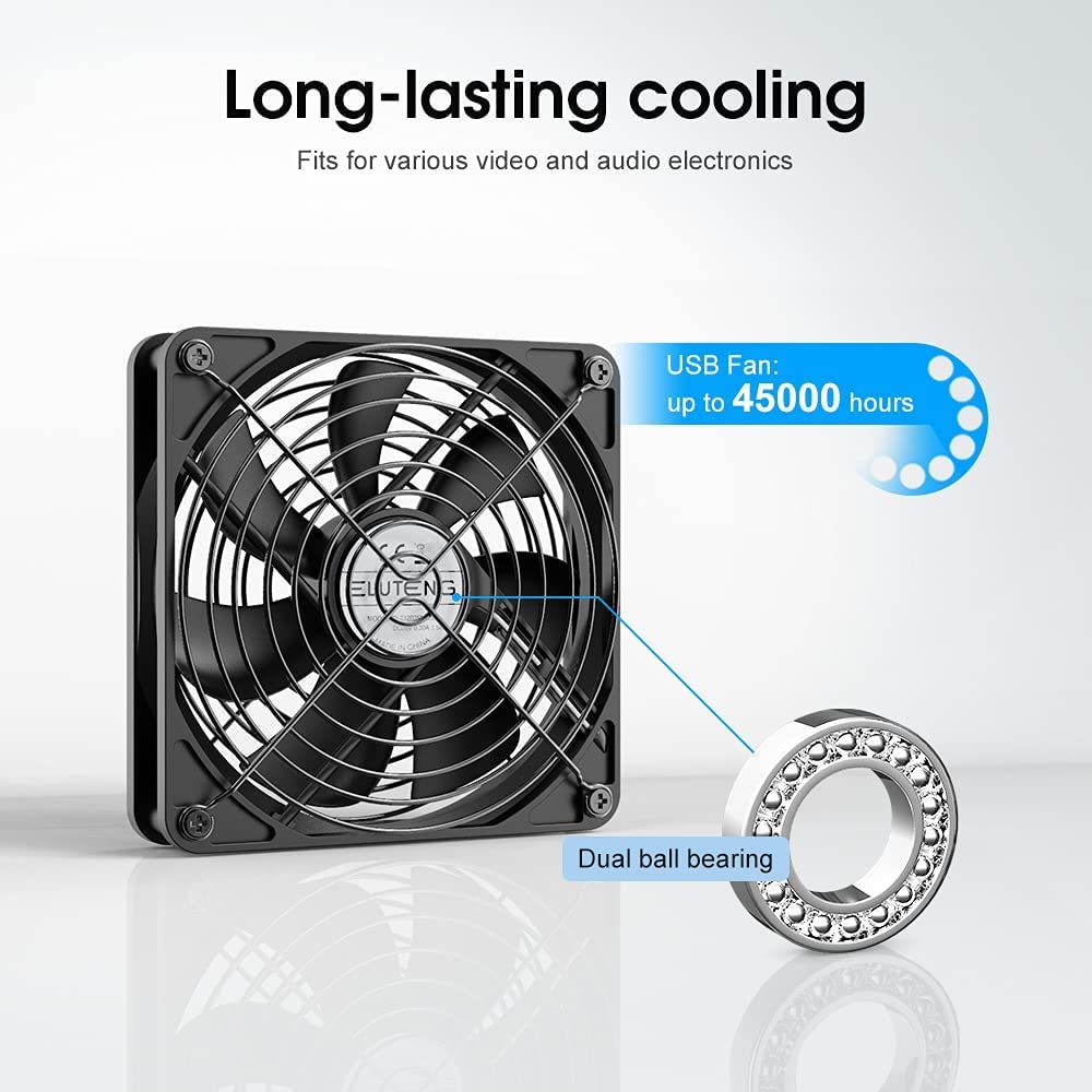 ELUTENG 120mm Fan with 3 Speed 5V USB Powered 120mm Case Fan 1500PRM Gaming PC Fan Portable Cooling Fan Suitable for Tablet TV Receiver Router DVR Play Station Xbox Computer and More