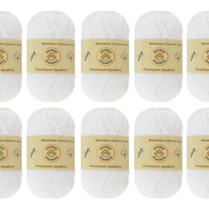 10-Pack of Yonkey Monkey 500 Grams Yarn - 70% Rayon derived from Bamboo, 30% Cotton - Imported - White 9013