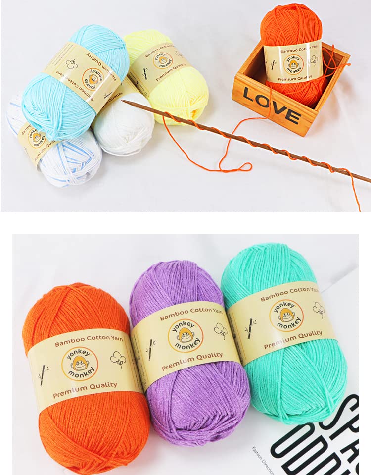 10-Pack of Yonkey Monkey 500 Grams Yarn - 70% Rayon derived from Bamboo, 30% Cotton - Imported - White 9013