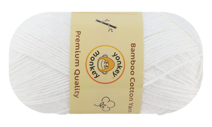 10-Pack of Yonkey Monkey 500 Grams Yarn - 70% Rayon derived from Bamboo, 30% Cotton - Imported - White 9013