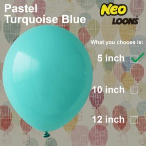 Neo LOONS® 100 pcs 5" Pastel Turquoise Blue Premium Latex Balloons - Great for Kids, Adult Birthdays, Weddings, Receptions, Baby Showers, Water Fights, or Any Celebration