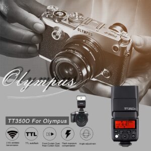 GODOX TT350O Flash for Olympus/Panasonic Camera, 2.4G Wireless GN36 1/8000s HSS TTL Camera Flash Speedlite Compatible for Panasonic Olympus Camera