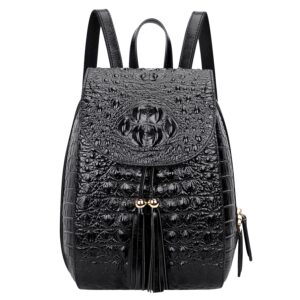 pijushi small crocodile leather backpack purse for women fashion casual backpack crocodile bag (b66810 black)