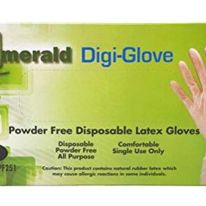 Emerald Digi-Gloves, Powder Free Disposable Latex Gloves (Medium)