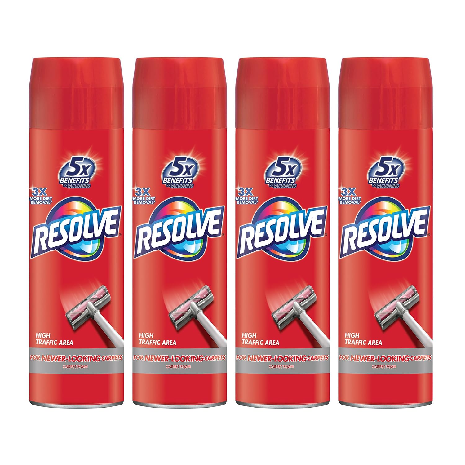 Resolve High Traffic Carpet Foam, 22 oz Can, Cleans Freshens Softens & Removes Stains (Pack of 4)