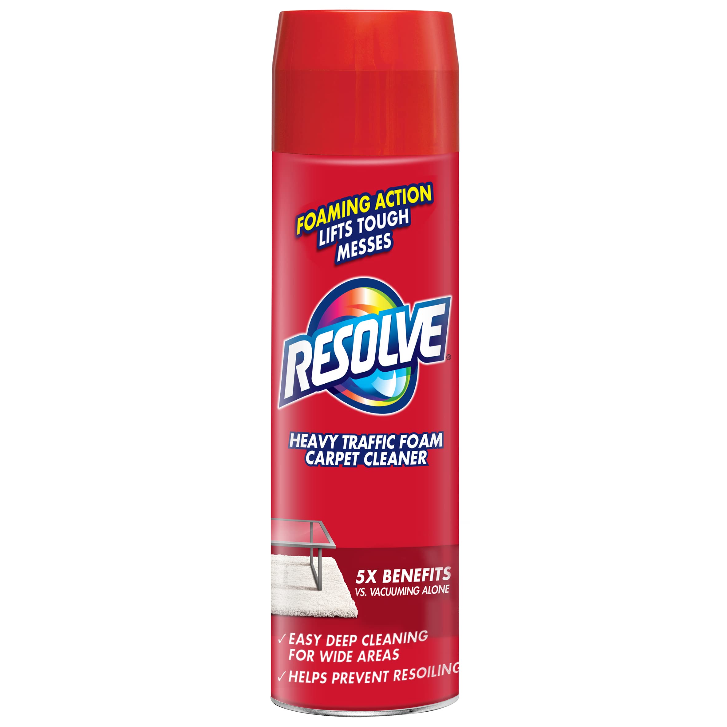 Resolve High Traffic Carpet Foam, 22 oz Can, Cleans Freshens Softens & Removes Stains (Pack of 4)