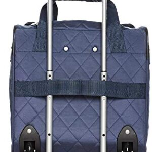 Amazon Basics Underseat Carry-On Rolling Travel Luggage Bag, 14 Inches, Navy Blue Quilted