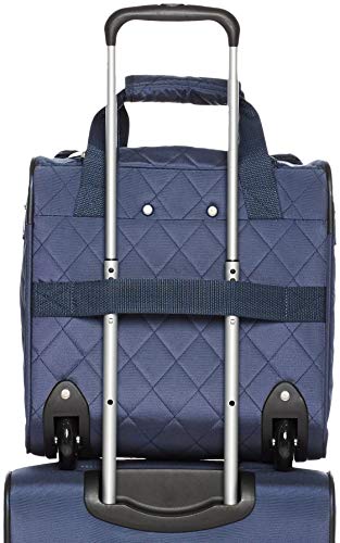 Amazon Basics Underseat Carry-On Rolling Travel Luggage Bag, 14 Inches, Navy Blue Quilted