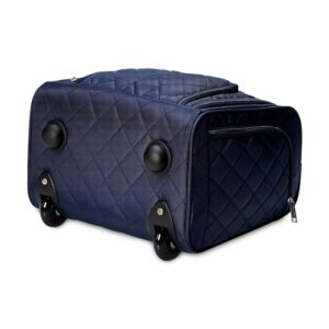 Amazon Basics Underseat Carry-On Rolling Travel Luggage Bag, 14 Inches, Navy Blue Quilted