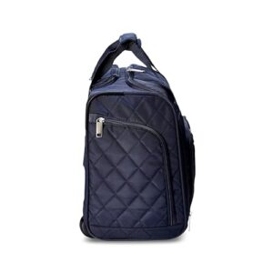 Amazon Basics Underseat Carry-On Rolling Travel Luggage Bag, 14 Inches, Navy Blue Quilted