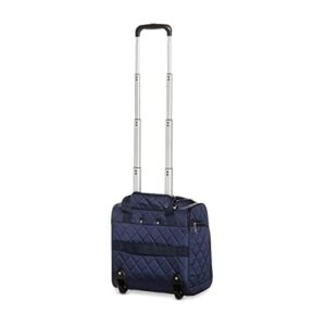 Amazon Basics Underseat Carry-On Rolling Travel Luggage Bag, 14 Inches, Navy Blue Quilted