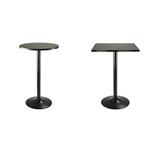 winsome obsidian pub table round black mdf top with black leg and base - 23.7-inch top, 39.76-inch height + winsome obsidian high table square black mdf top with black leg and base_bundle