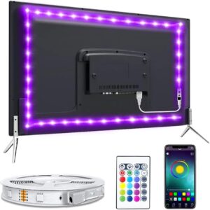 nexlux led lights for 58 inch tv,backlight 8.2ft usb led light strip indoor use app controlled with remote, diy colors tv led for gaming lights,ambient lighting kit