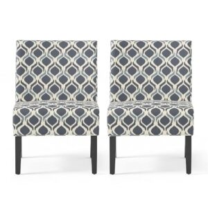 christopher knight home kassi fabric accent chairs, 2-pcs set, blue / navy