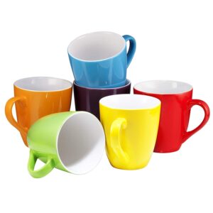 bruntmor 16 oz plain coffee mug set of 6, large 16 ounce ceramic mugcup set in multiple color, best coffee mug for your birthday gift