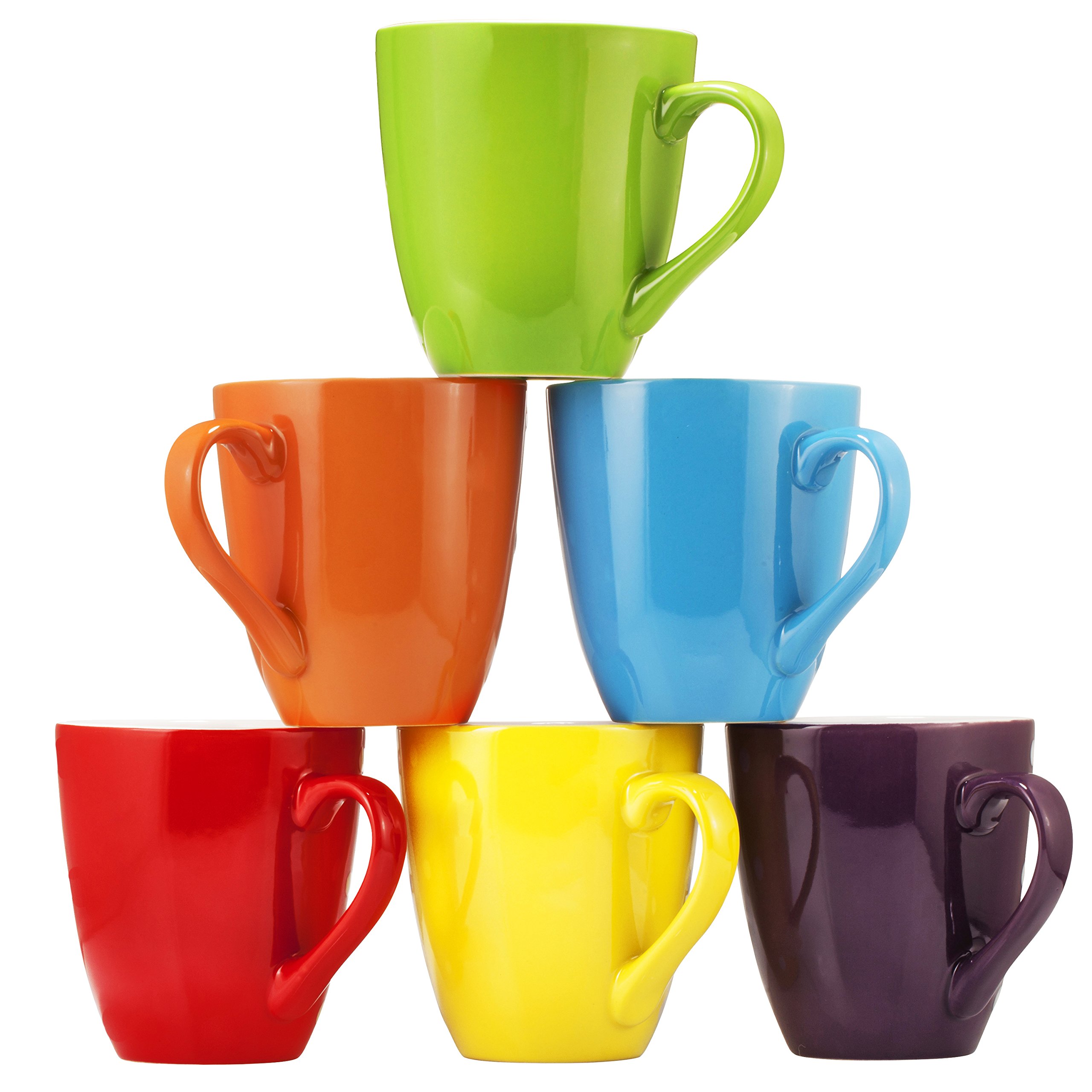 Bruntmor 16 Oz Plain Coffee Mug Set of 6, Large 16 Ounce Ceramic Mugcup Set In Multiple Color, Best Coffee Mug For Your Birthday Gift