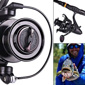 Sougayilang Spinning Fishing Reel,12+1BB Metal Body Smooth, Carp Spinning Reels, for Saltwater and Freshwater Fishing-BE5000