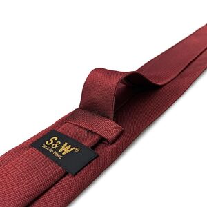 S&W SHLAX&WING Solid Color Red Wedding Silk Neckties for Men Classic Tie 57.5 inches