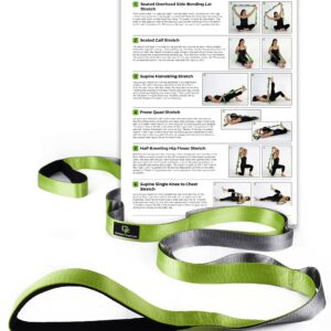 Gradient Fitness Stretching Strap for Physical Therapy, 12 Multi-Loop Stretch Strap 1" W x 8' L, Neoprene Handles, Physical Therapy Equipment, Yoga Straps for Stretching, Leg Stretcher (Green)