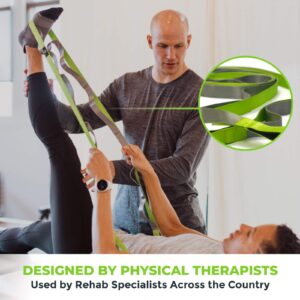 Gradient Fitness Stretching Strap for Physical Therapy, 12 Multi-Loop Stretch Strap 1" W x 8' L, Neoprene Handles, Physical Therapy Equipment, Yoga Straps for Stretching, Leg Stretcher (Green)