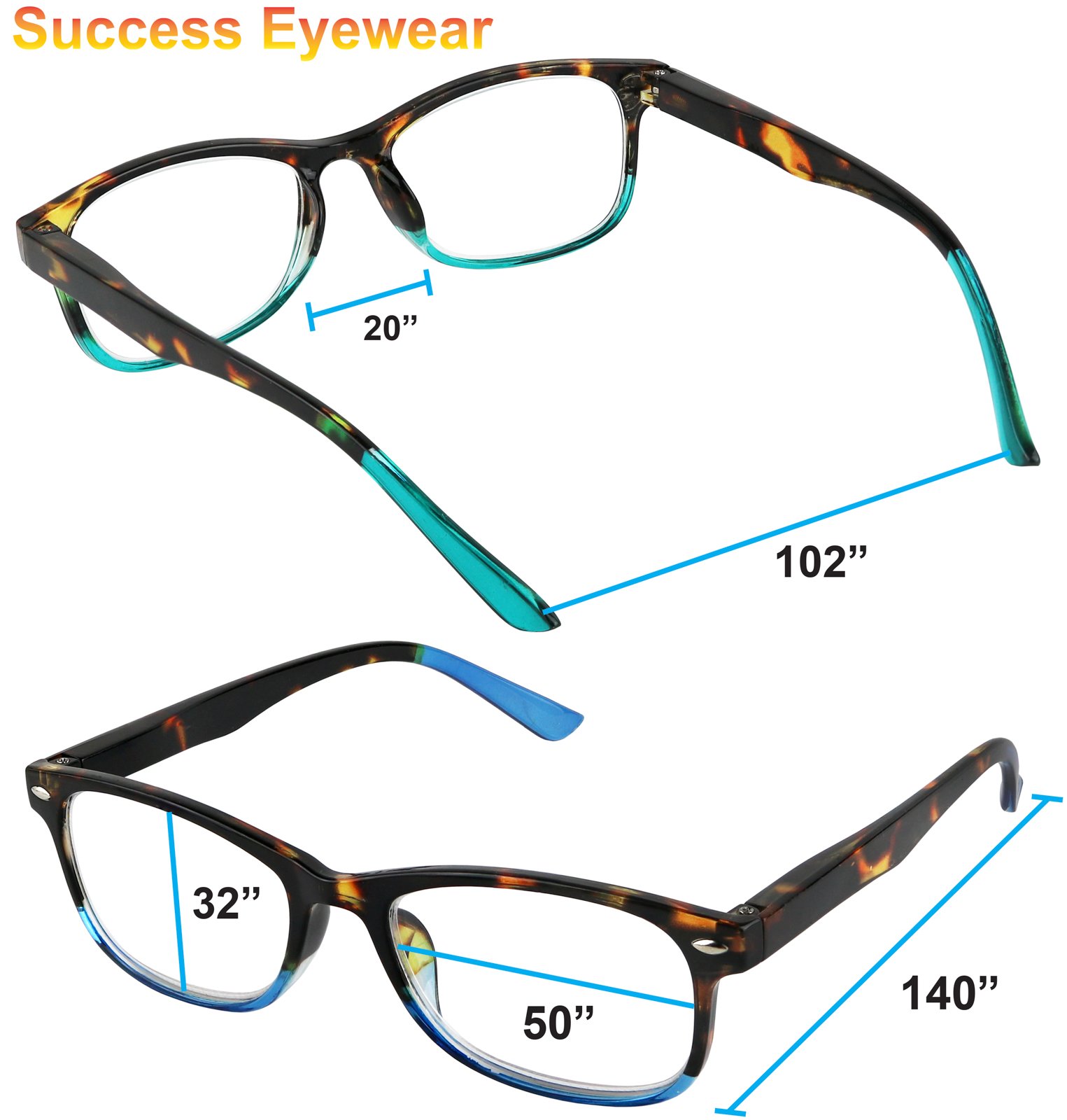 Success Eyewear Reading Glasses Set of 3 Great Value Spring Hinge Readers Men and Women Glasses for Reading +2.75