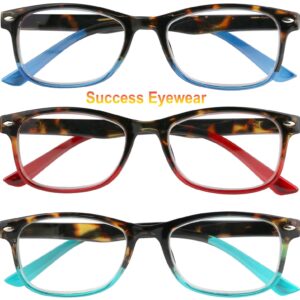 Success Eyewear Reading Glasses Set of 3 Great Value Spring Hinge Readers Men and Women Glasses for Reading +2.75