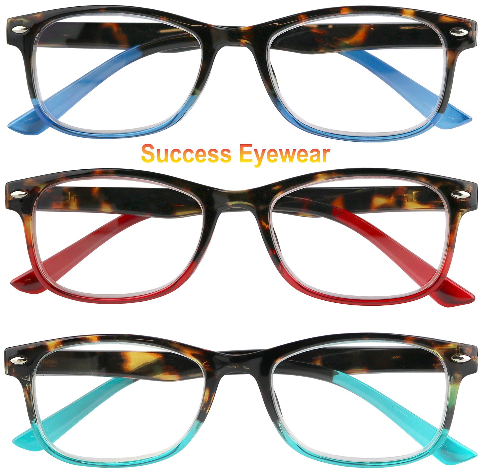 Success Eyewear Reading Glasses Set of 3 Great Value Spring Hinge Readers Men and Women Glasses for Reading +2.75