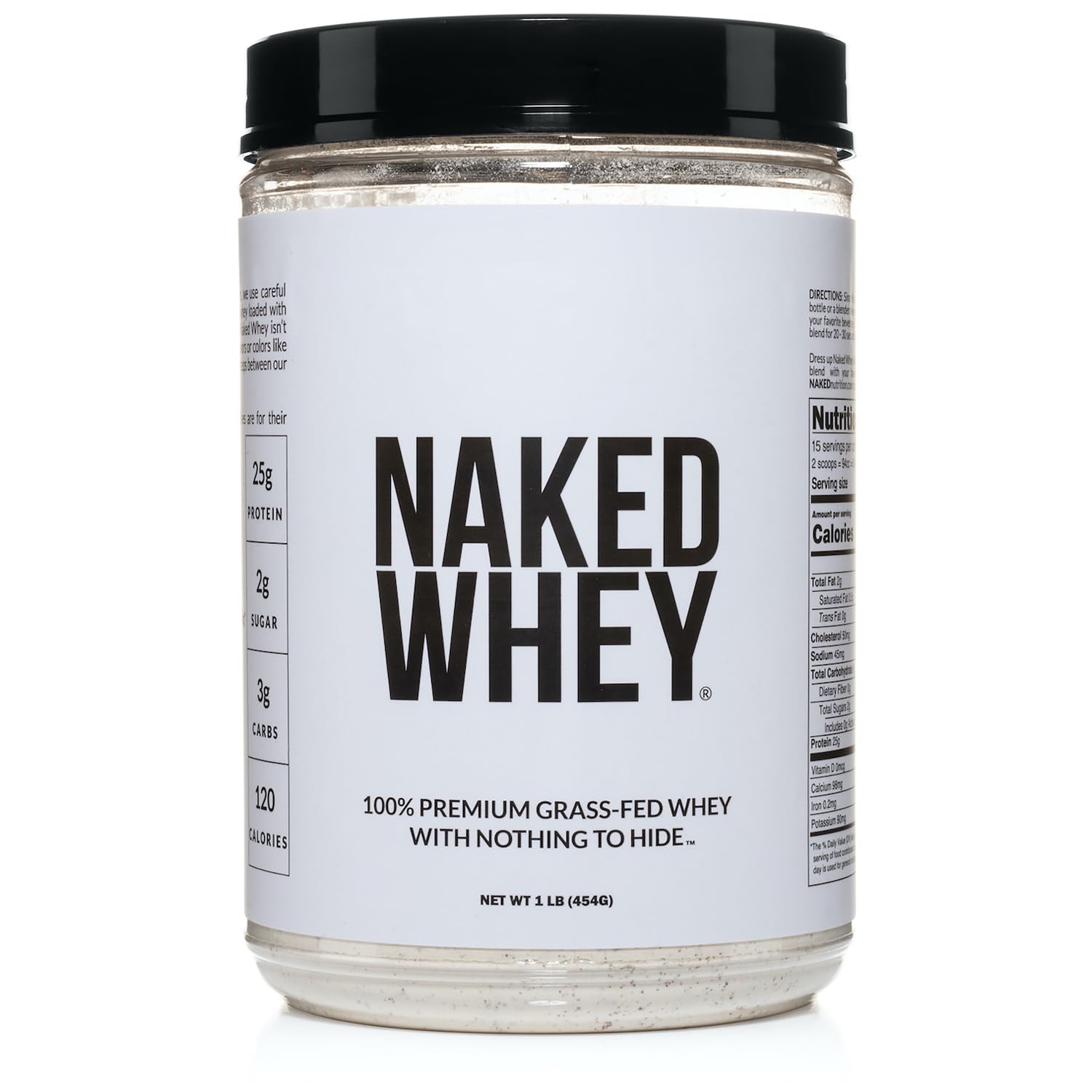 NAKED nutrition Naked Whey 1Lb - Only 1 Ingredient, Grass Fed Whey Protein Powder, Undenatured, No Gmos, No Soy, Gluten Free, Stimulate Growth, Enhance Recovery - 15 Servings