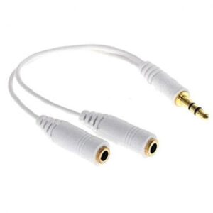 Kyocera DuraForce XD Compatible 3.5mm Headset Headphone Splitter Earbuds Audio Jack Y Adapter 2-Port White