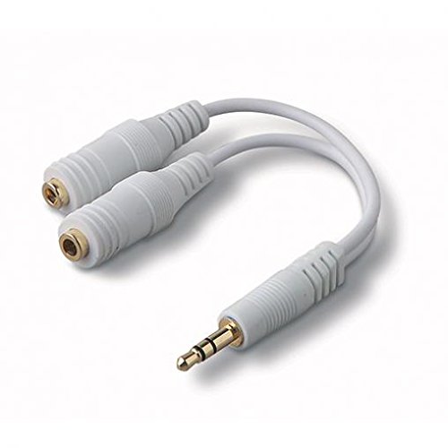 Kyocera DuraForce XD Compatible 3.5mm Headset Headphone Splitter Earbuds Audio Jack Y Adapter 2-Port White