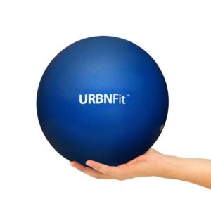 urbnfit small exercise ball - 9-inch mini pilates ball with fitness guide for yoga, barre, physical therapy, stretching & core stability workout- blue