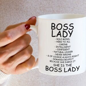 Retreez Funny Mug - Boss Lady Role Model Caring Description 11 Oz Ceramic Coffee Mugs - Funny, Sarcasm, Motivational, Inspirational birthday gifts for friends, coworkers, employer, siblings, dad, mom