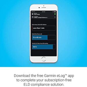 Garmin eLog, Compliant Electronic Logging Device (ELD), No-Subscription Fees, FMCSA Compliant, Supports 9-pin J1939 and 6-pin J1708 Diagnostic Ports (010-01876-00)