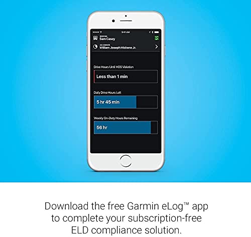Garmin eLog, Compliant Electronic Logging Device (ELD), No-Subscription Fees, FMCSA Compliant, Supports 9-pin J1939 and 6-pin J1708 Diagnostic Ports (010-01876-00)