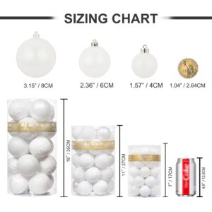 KI Store White Christmas Balls 34pcs 2.36-Inch Christmas Tree Decoration Ornaments for Xmas Tree Holiday Wreath Garland Decor Ornaments Hooks included