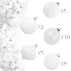 KI Store White Christmas Balls 34pcs 2.36-Inch Christmas Tree Decoration Ornaments for Xmas Tree Holiday Wreath Garland Decor Ornaments Hooks included