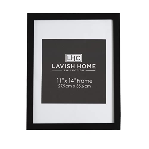 Set of 6 Picture Frames - 11x14 Photo Frame Set with Stand and Hooks for Gallery Wall or Family Portrait - Picture Wall Decor by Lavish Home (Black)