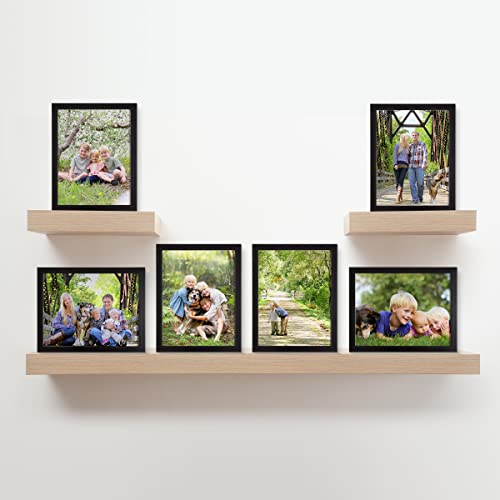 Set of 6 Picture Frames - 11x14 Photo Frame Set with Stand and Hooks for Gallery Wall or Family Portrait - Picture Wall Decor by Lavish Home (Black)