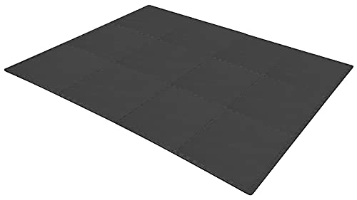 Signature Fitness Puzzle Exercise Mat with EVA Foam Interlocking Tiles for MMA, Exercise, Gymnastics and Home Gym Protective Flooring, 1/2" Thick, 48 Square Feet, Black