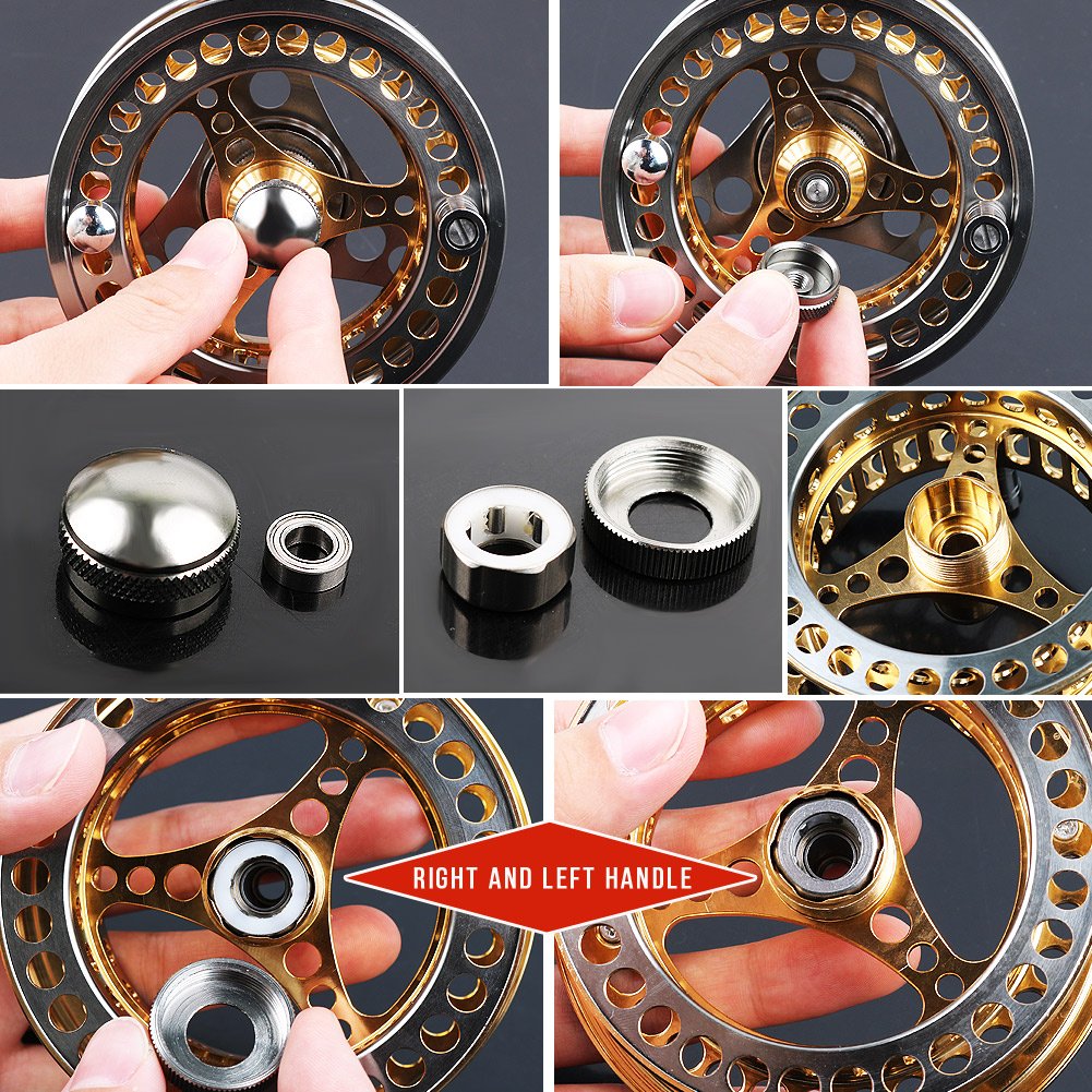 Fly Fishing Reel Large Arbor 2+1 BB with CNC-machined Aluminum Alloy Body and Spool in Fly Reel Sizes 5/6