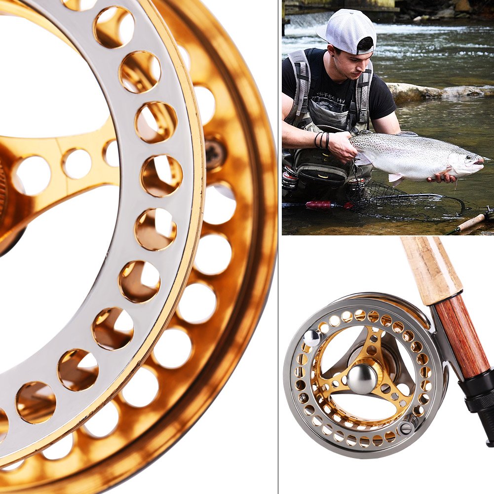 Fly Fishing Reel Large Arbor 2+1 BB with CNC-machined Aluminum Alloy Body and Spool in Fly Reel Sizes 5/6