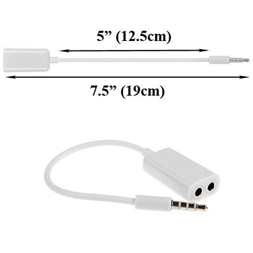 3.5mm Headset Headphone Splitter Earphone Speaker Audio Y Adapter Dual Port White for Virgin Mobile iPhone 5S - Virgin Mobile iPhone 6S - Virgin Mobile iPhone 6S Plus