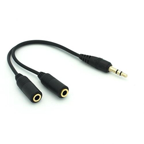 3.5mm Headset Headphone Splitter Earbuds Audio Jack Y Adapter Dual Port Black for iPod Nano 5th Gen, 7th Gen, Touch 1st Gen, 2nd Gen, 3rd Gen, 4th Gen, iPod Touch 5 - Huawei P9 - LG G5 V10 V20