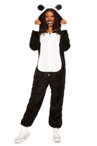 tipsy elves' women's panda costume - cute black and white bear halloween jumpsuit size small