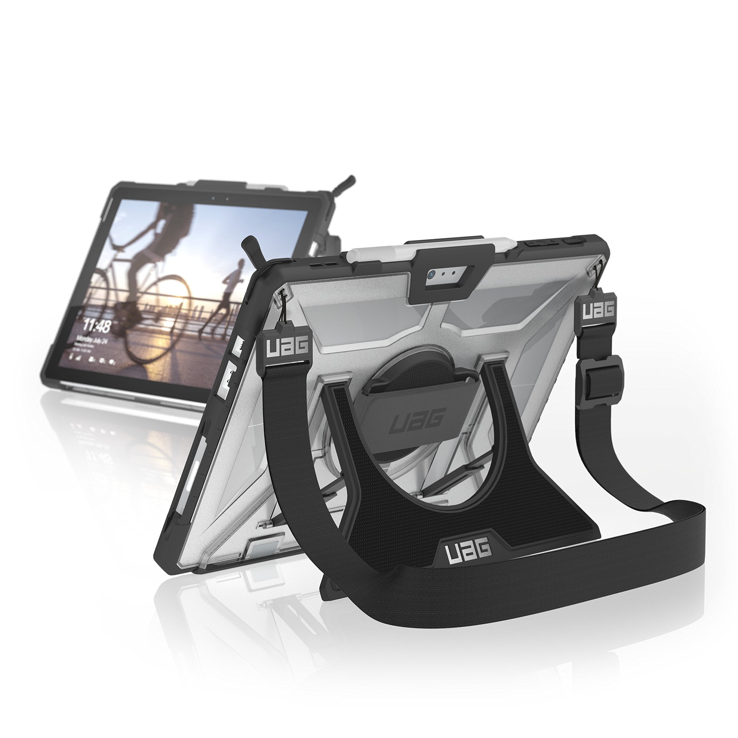 URBAN ARMOR GEAR UAG Designed for Microsoft Surface Pro 7 Plus/Pro 7/Pro 6/Pro 5 (LTE)/Pro 4 Case Plasma w/Hand Strap & Shoulder Strap Feather-Light Rugged Military Graded Protective Cover Ice