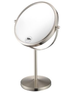 alhakin magnifying makeup mirror, 8-inch double sided vanity tabletop mirror with 10x magnification, nickel finished