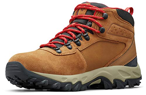 Columbia Men's Newton Ridge Plus II Suede Waterproof Hiking Boot, elk/Mountain red, 12