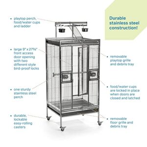 Prevue Pet Products Stainless Steel Play top Bird Cage, Stainless Steel, Medium